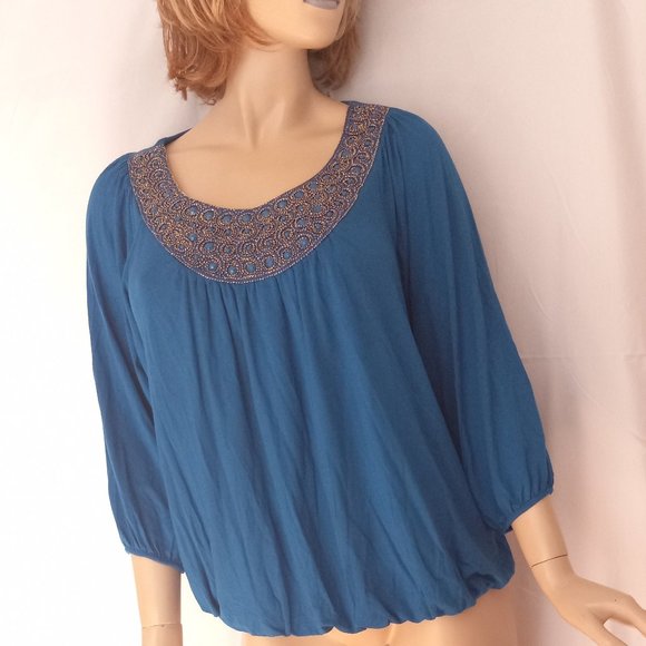 ALFANI  Embellished Neck Top Blouse Sz 0X - Picture 2 of 5
